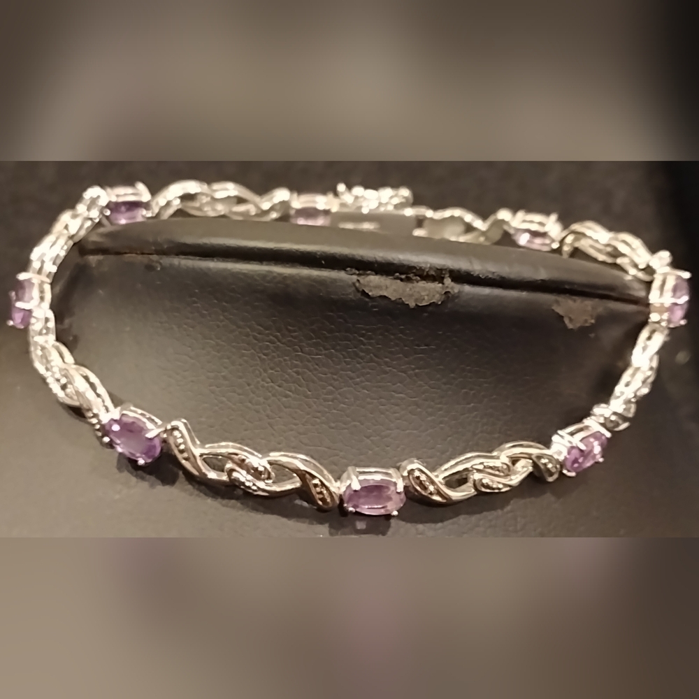 Elegant Silver and Purple Women's Bracelet